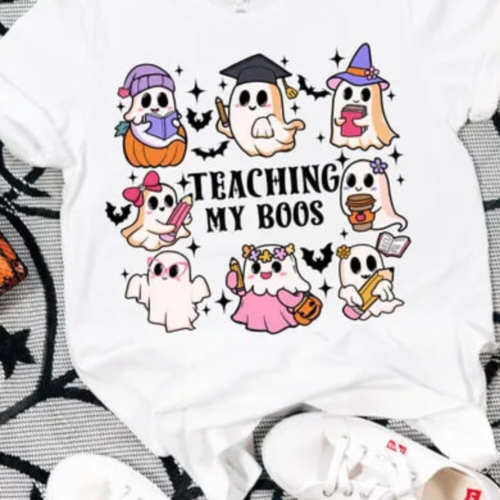 Teaching My Boos Halloween Teacher Shirt ,Cute Ghost Teacher Tee, Fall School